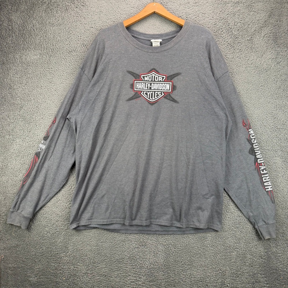Harley-Davidson Durango Colorado Train Graphic Long Sleeve Shirt Gray Mens 2XL
